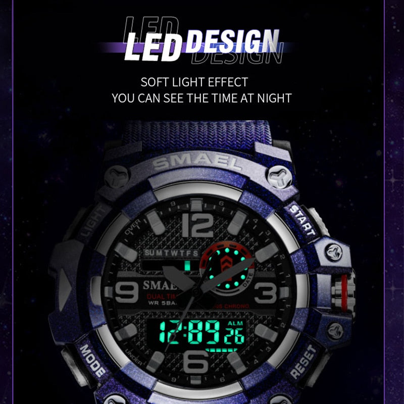 Men's Sport Watches - Dual Display - 50m Waterproof Military Watch