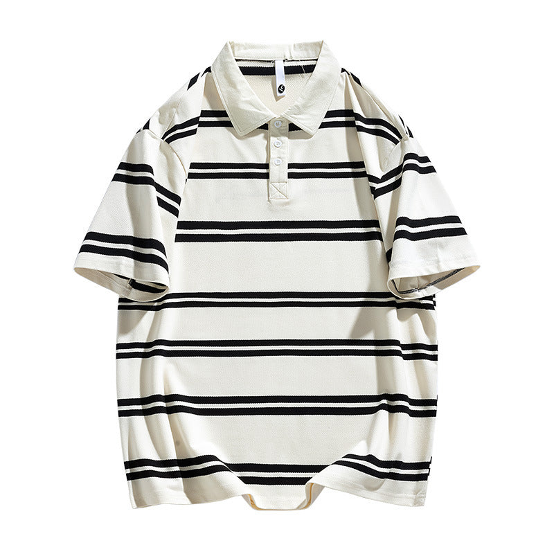 Striped Short Sleeved Polo Shirt for Men