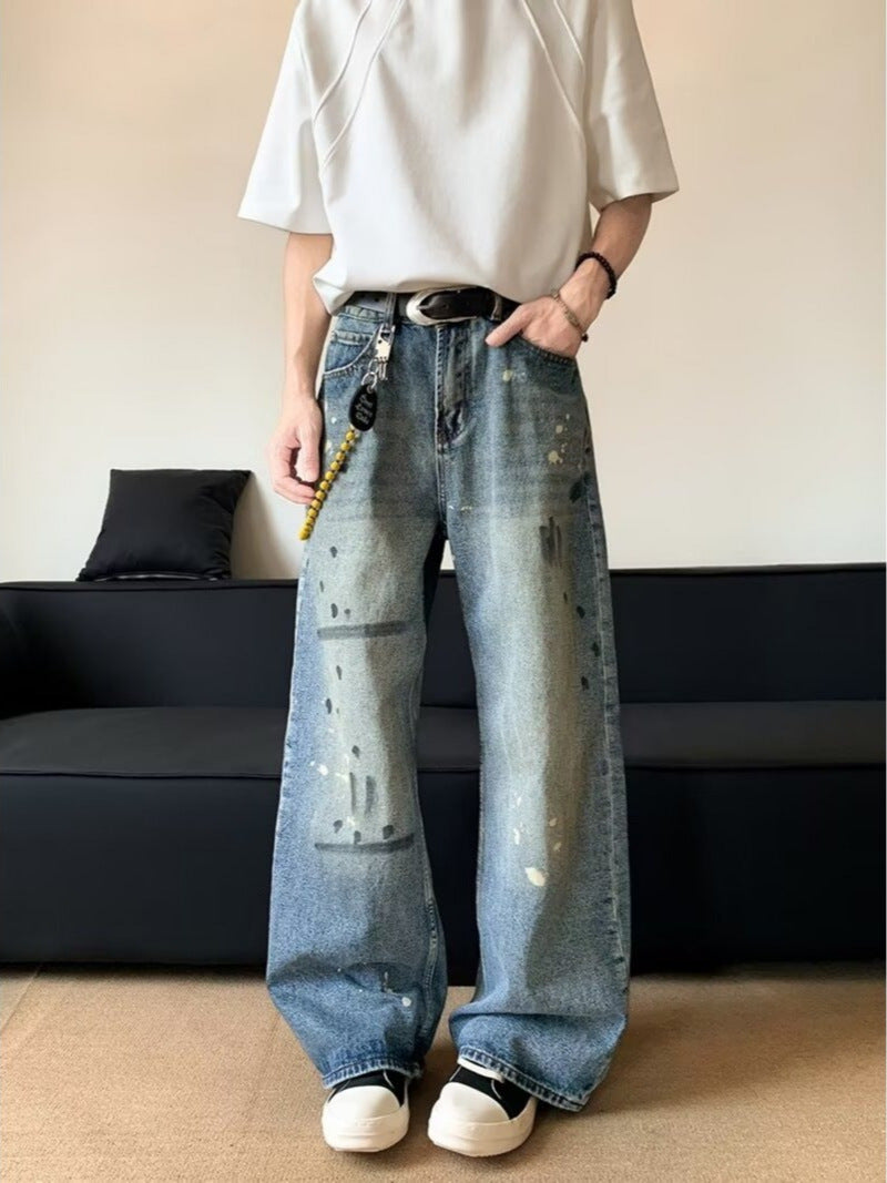 Retro Loose Straight Tube Wide Leg Pants