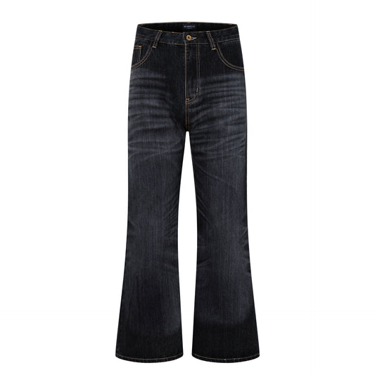 Street Style Washed Vintage High-Quality Flared Denim Trousers