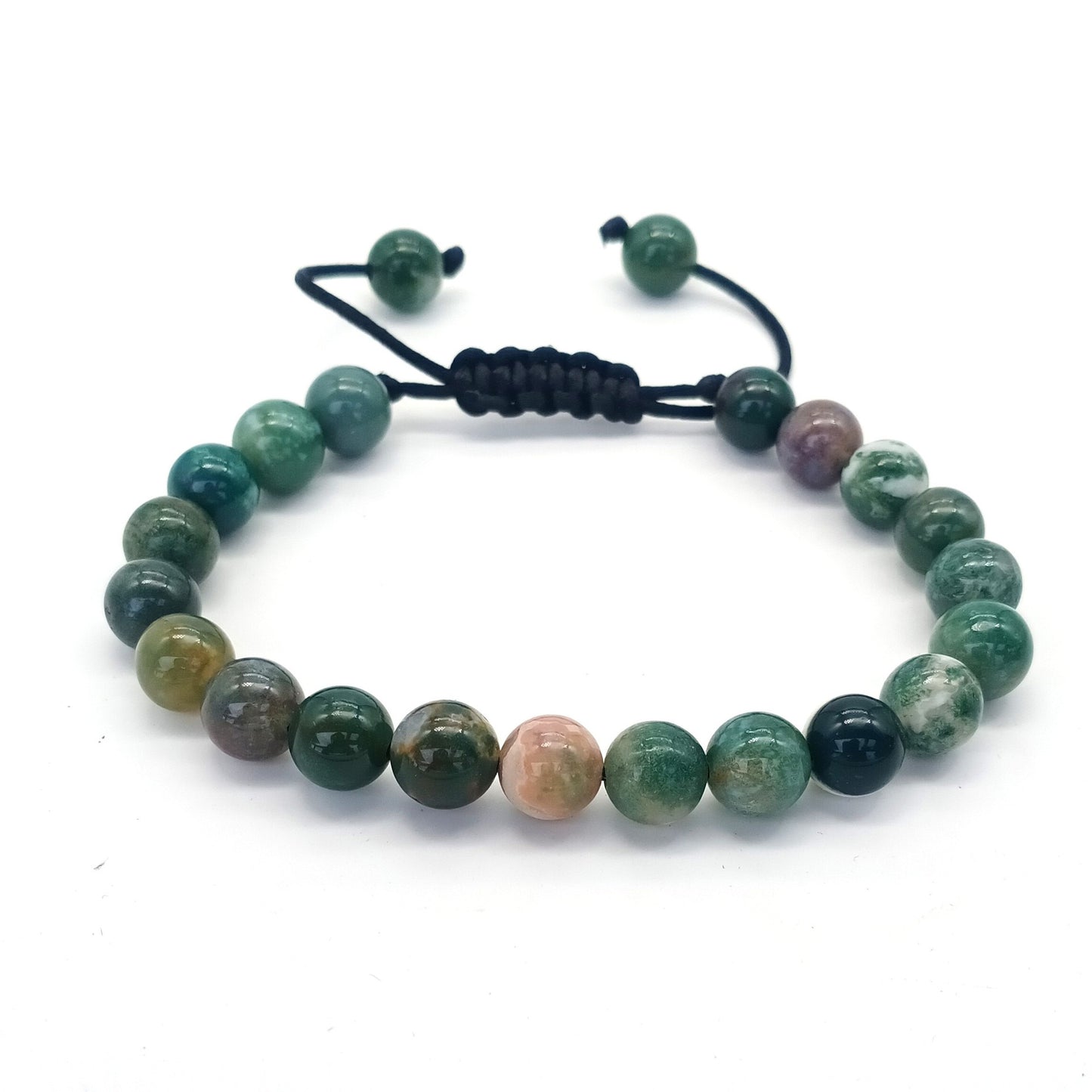 8mm Tiger Eye Stone Beads Bracelet - Adjustable Braided Rope Bangles