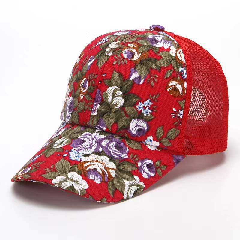 Small Floral Cloth Peony Baseball Cap Duck Bill Hat