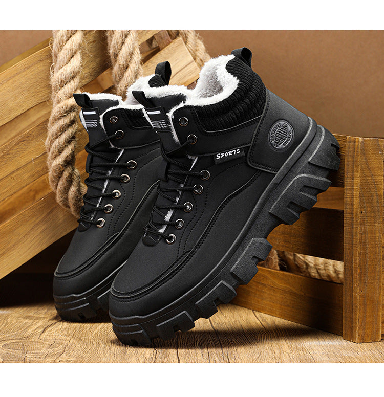 Men's Winter Suede High Top Boots - Workwear Shoes with Thick Sole