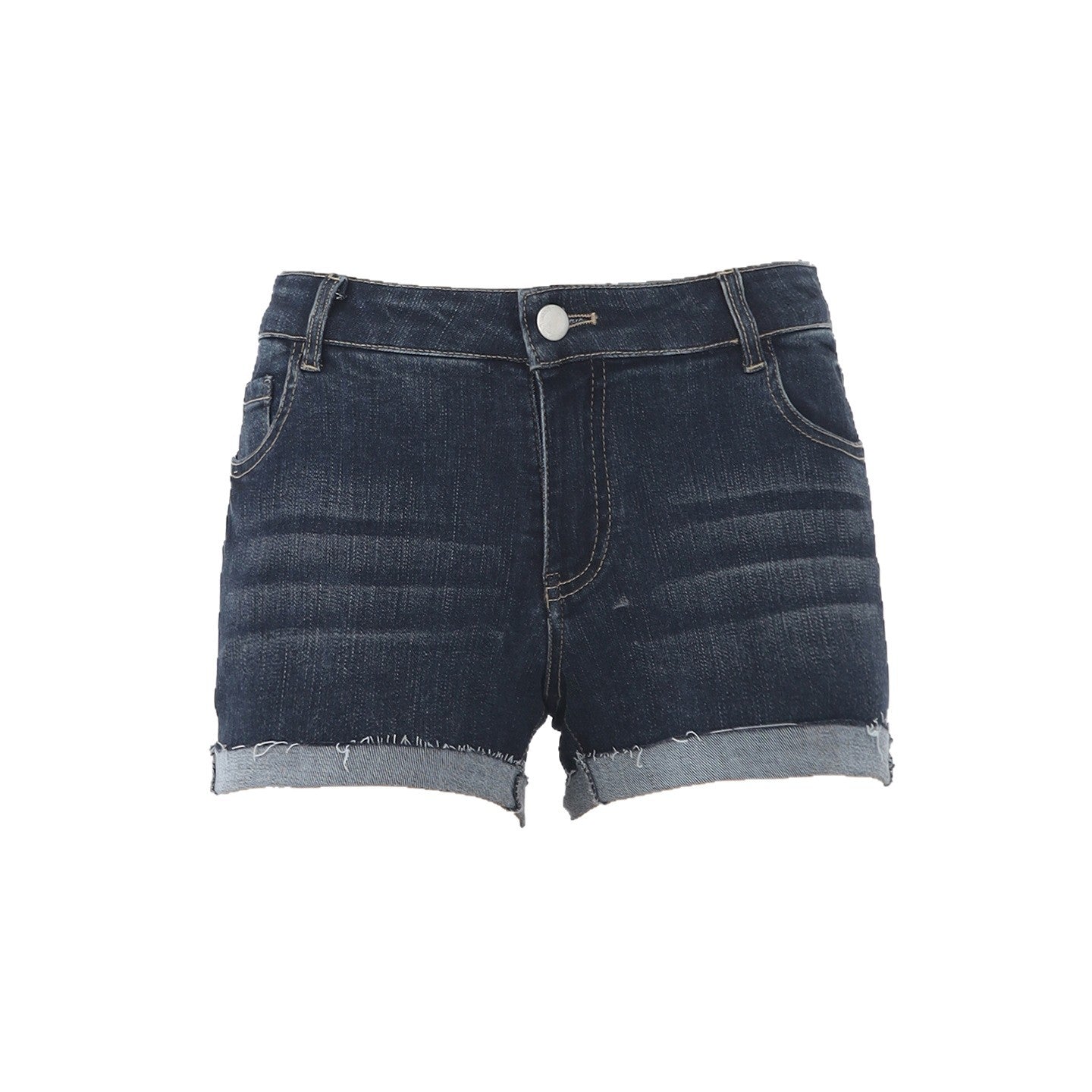 Women's Low Waist Cuffed Elastic Denim Shorts for Summer