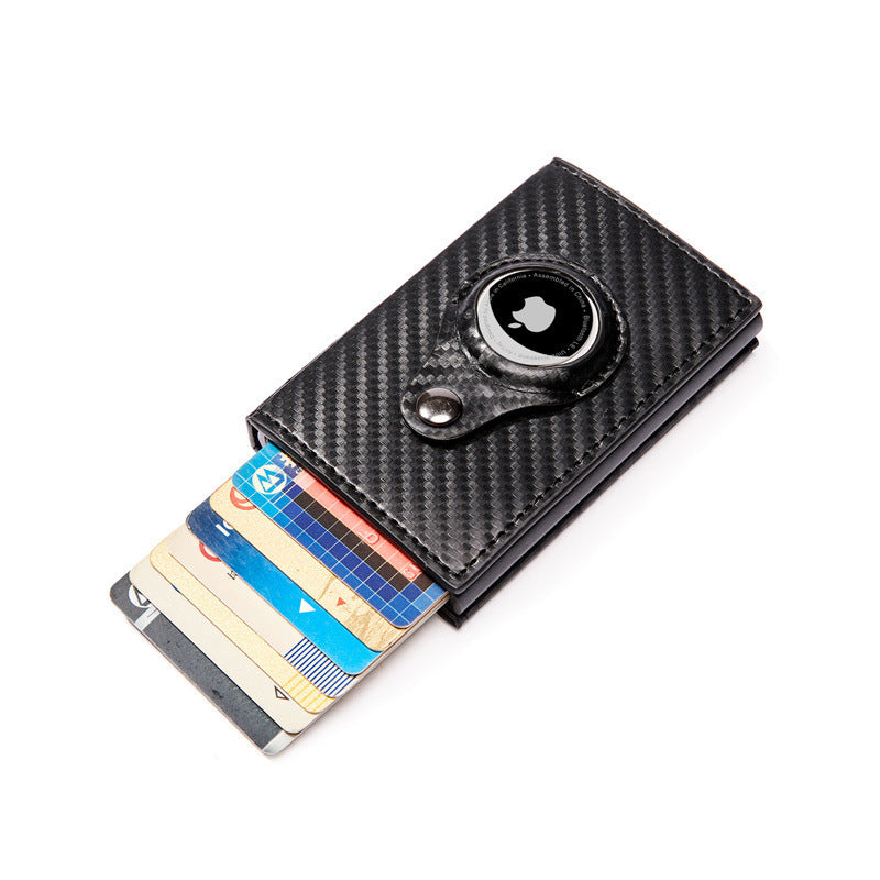 Carbon Fiber Pattern Magnetic Card Wallet - Airtag Slot