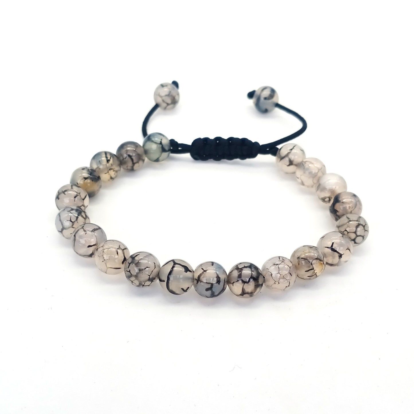 8mm Tiger Eye Stone Beads Bracelet - Adjustable Braided Rope Bangles