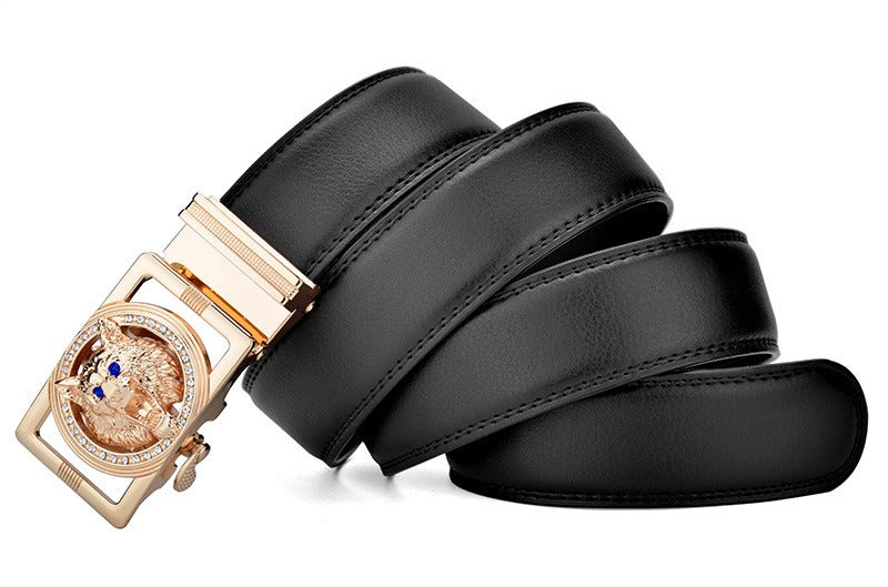 Wolf Head Men's Leather Versatile Casual Belt