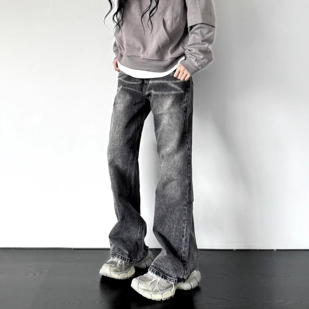 Retro Cleanfit Washed Vintage Casual Loose Straight Denim Pants