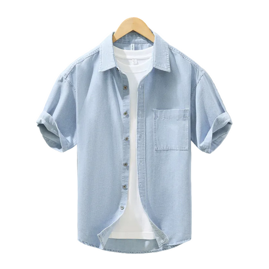 Men's Denim Short Sleeve Shirt