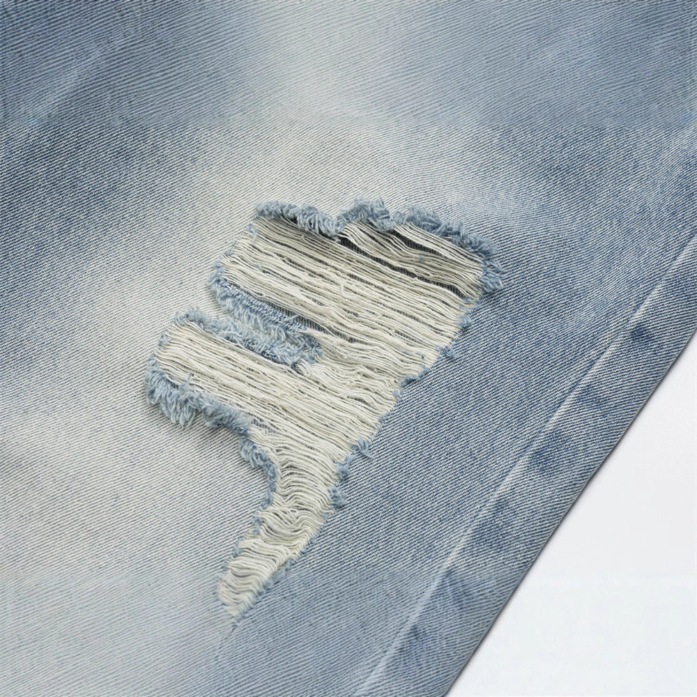 Men's Streetwear Ripped Denim Jeans - Slim Straight Leg Pants