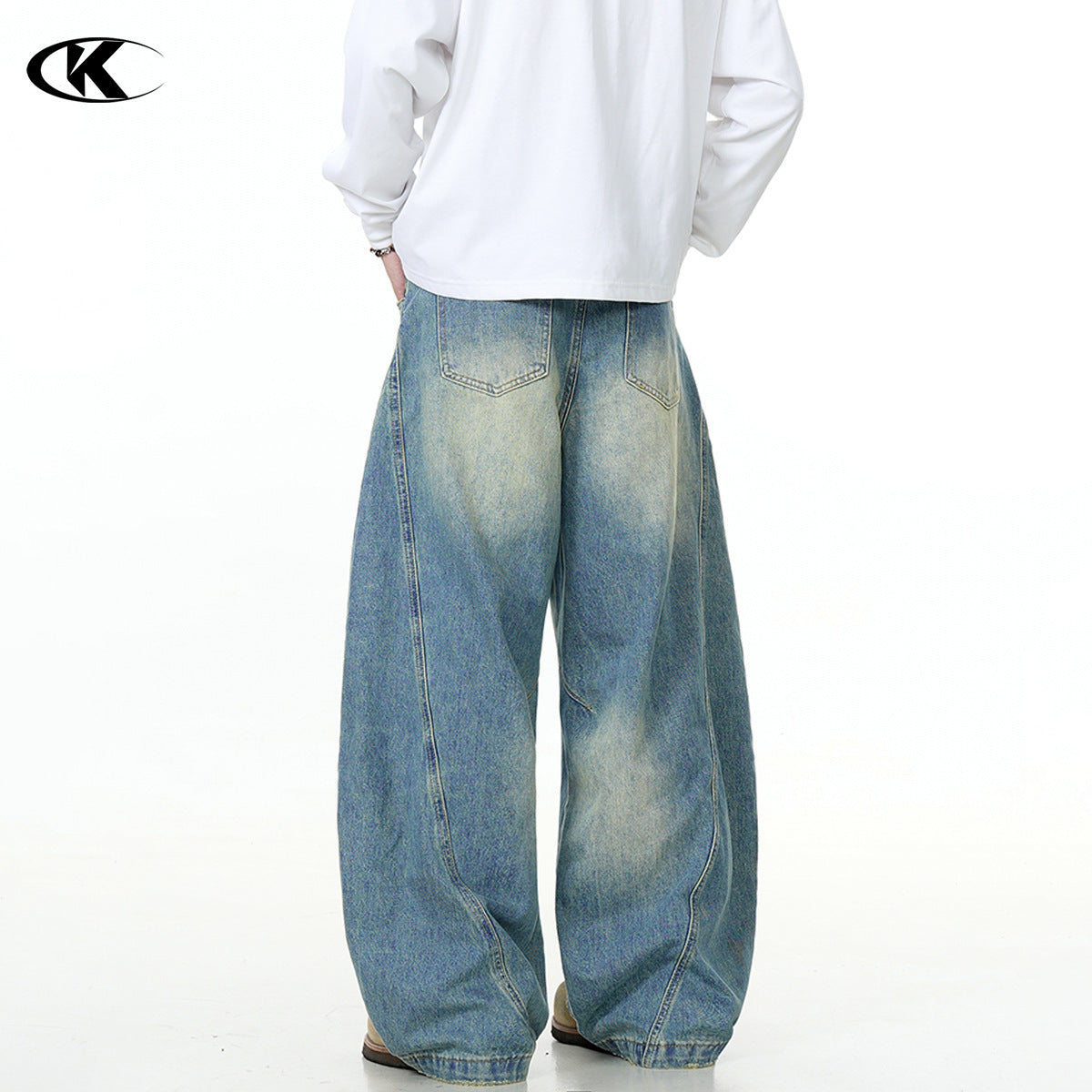 Deconstructed Retro Slim Fit Wide Leg Casual Long Pants for Men and Women