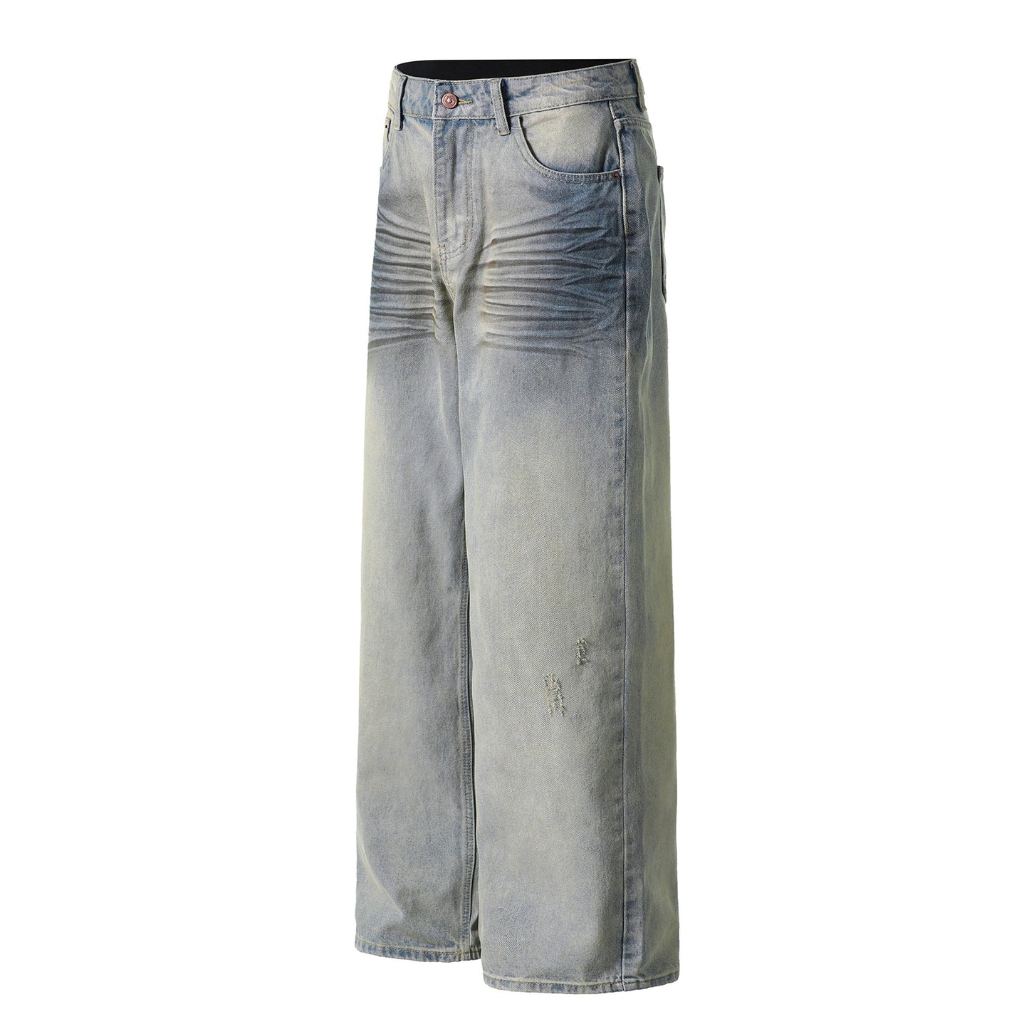 Unisex Vintage Washed Wide-Leg Denim Pants