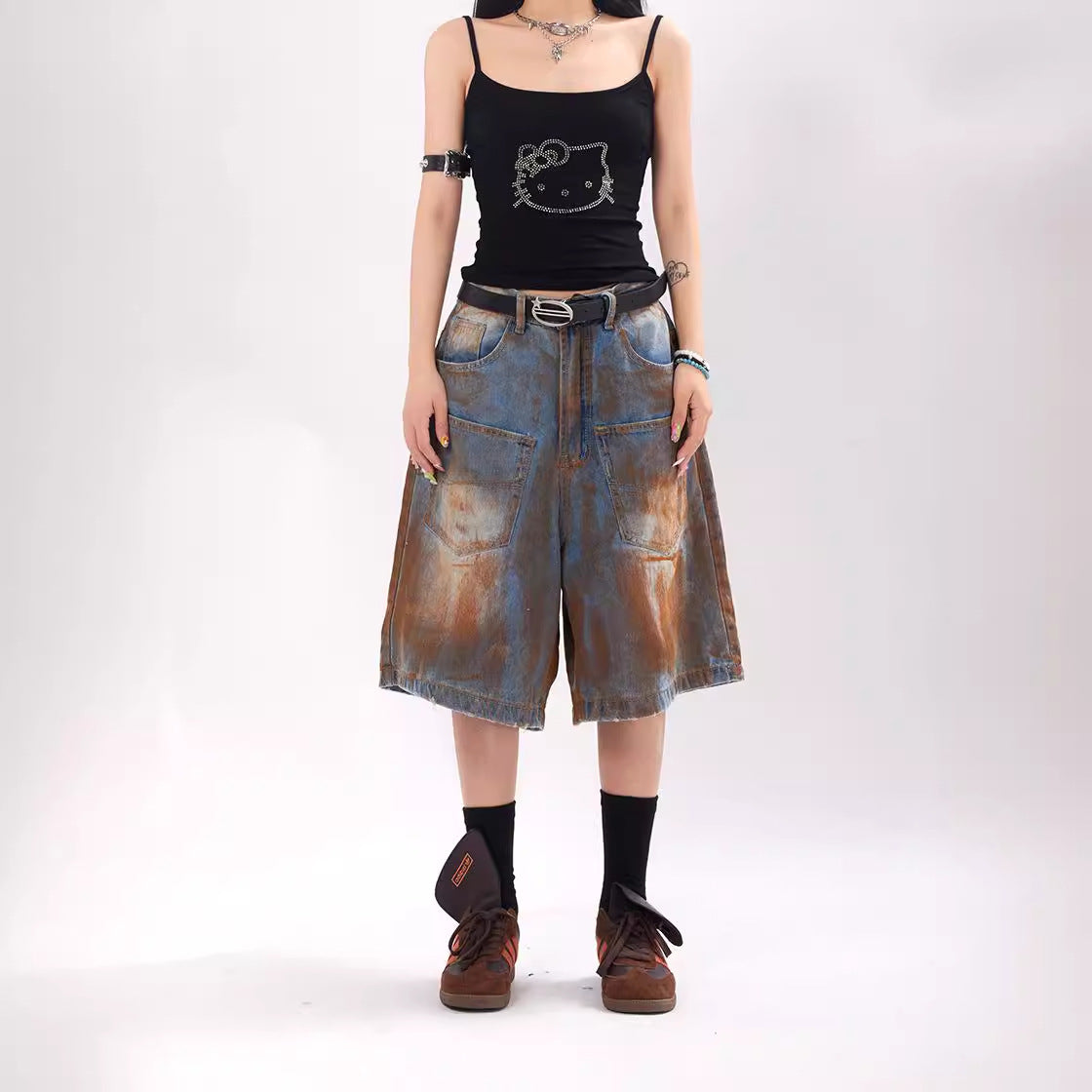 Old Dirty Dye Workwear Denim Shorts