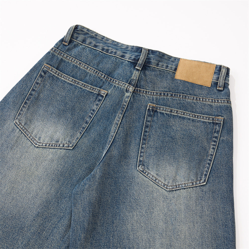 Men's Denim Pants, Washed Bleached Knife Cut, Loose Fit,  Casual Pants for Men