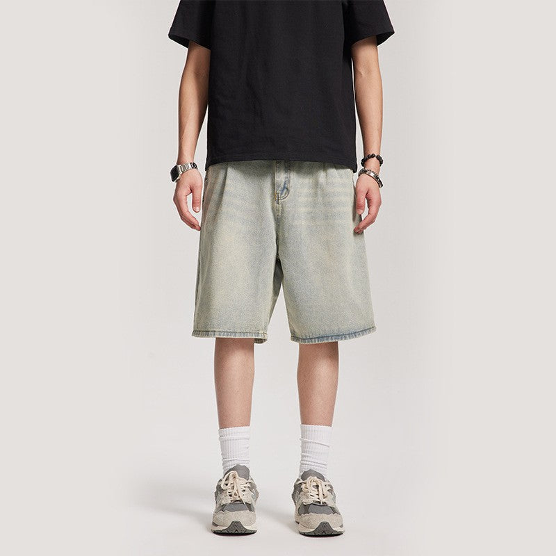 Loose Straight Leg Versatile Wide Leg Five Quarter Pants