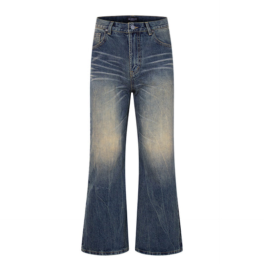Street Style Washed Vintage Flared Denim Trousers