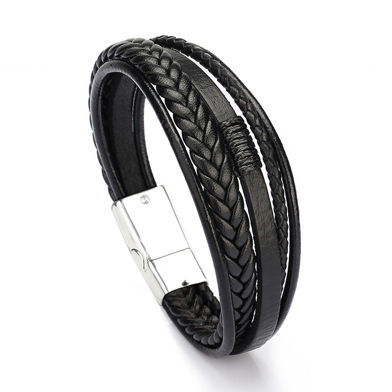 Jewelry Leather Rope Hand Woven Bracelet Men