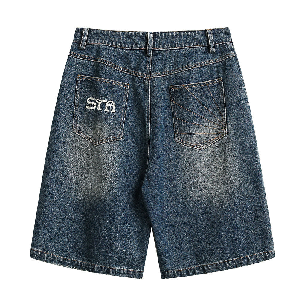 Men's Retro Deconstructed Denim Shorts - Casual Loose Fit