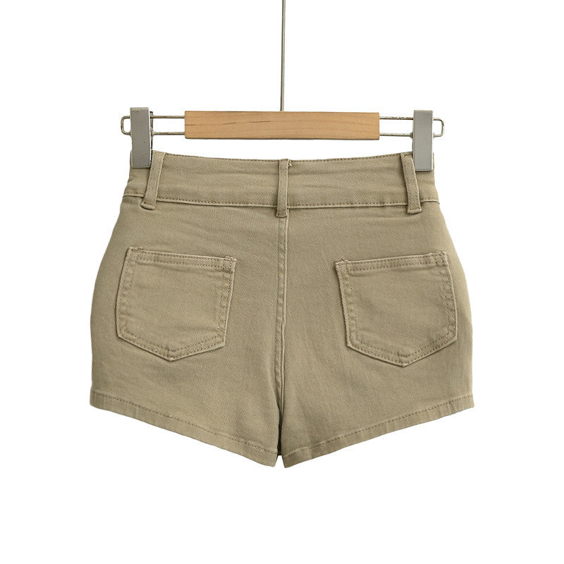 Low Waist Belly Button Revealing Two-Button Booty Enhancing Denim Shorts