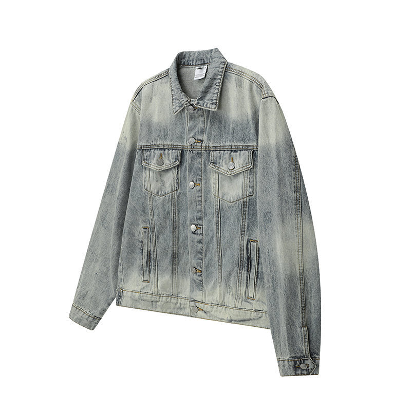 Washed Distressed Unisex Cleanfit Loose Denim Jacket