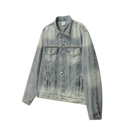 Washed Distressed Unisex Cleanfit Loose Denim Jacket