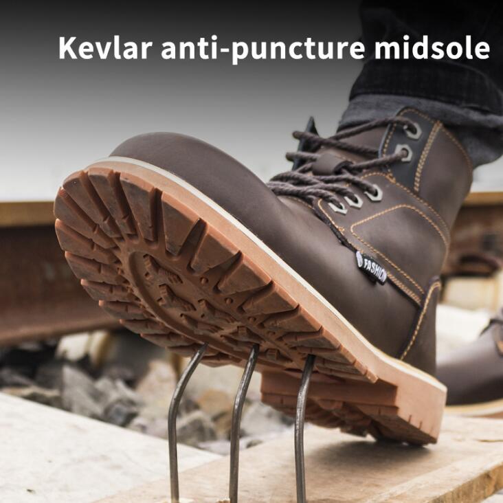 Men's Casual Winter Work Safety Boots - Anti-Puncture Shoes - Classic Combat Ankle Boots - Rugged Men's Sports Shoes