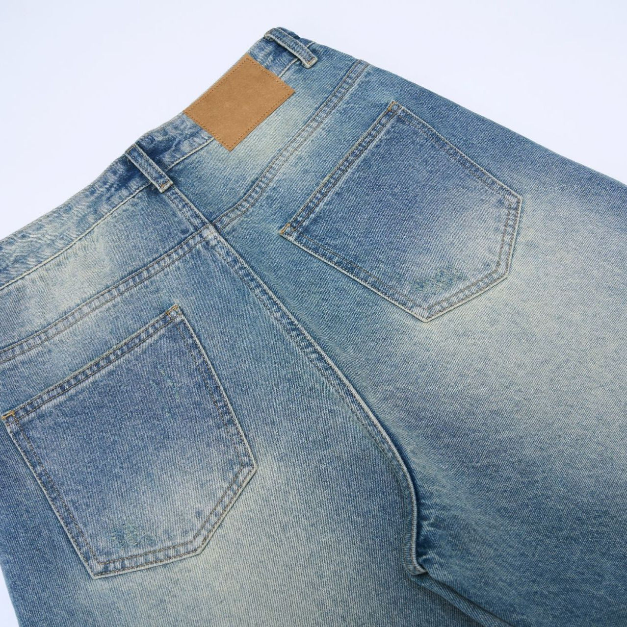 Simple Washed Retro Denim Long Pants