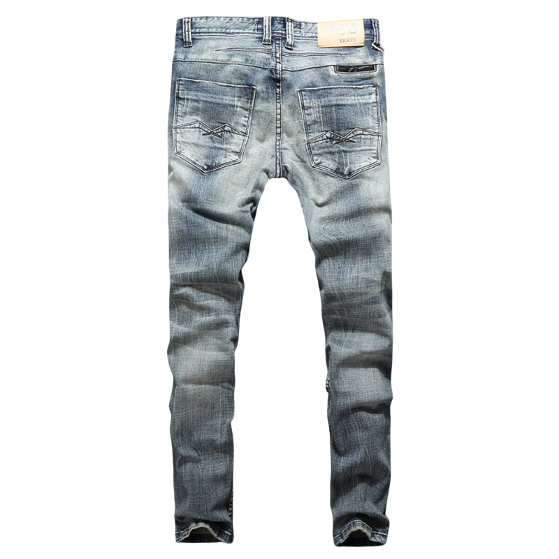Japanese Designer Slim Fit Ripped Jeans for Men - High Quality Cotton