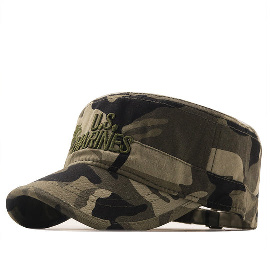 U.S. Marines Military Training Camping Hat Flat Cap Woodland Camouflage Training Cap Cotton Outdoor Peaked Cap Sunshade