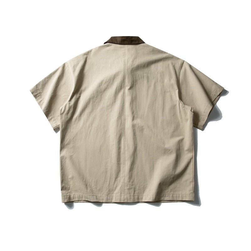 Two-Tone Loose Workwear Shirt for Men