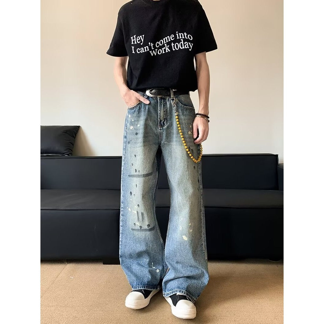 Retro Loose Straight Tube Wide Leg Pants