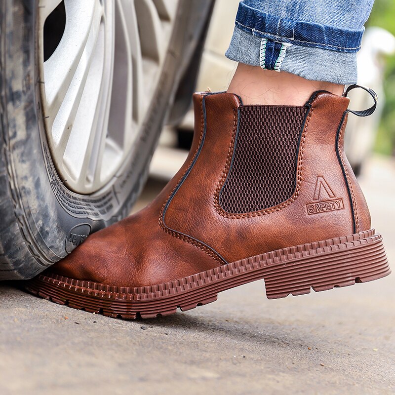 Men's Work Safety Boots - Chelsea Steel Toe Shoes
