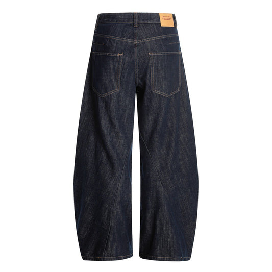 Men's Oversized Wide-Leg Denim Pants with Deconstructed Patchwork Design