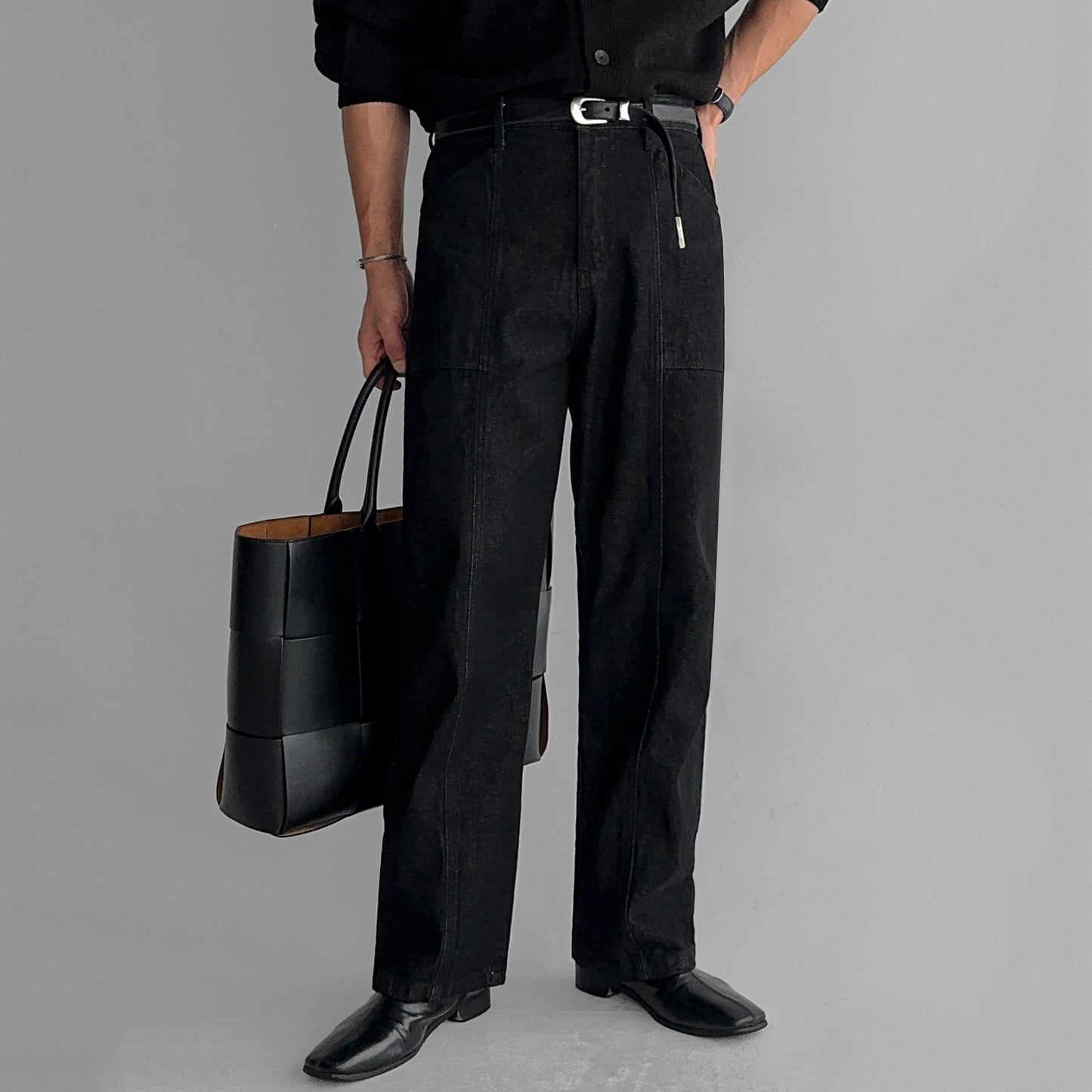 Casual Straight Leg Jeans for Men - Relaxed Fit, Washed Denim Pants