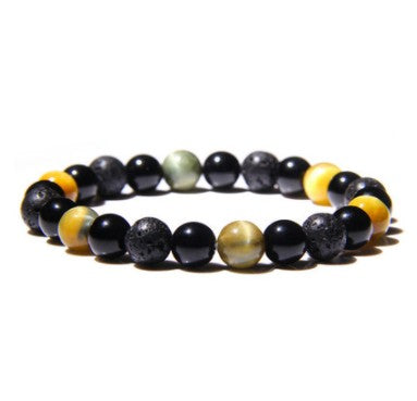 Tiger Eye Bracelet - Obsidian Hematite Gemstone Bead Bracelet