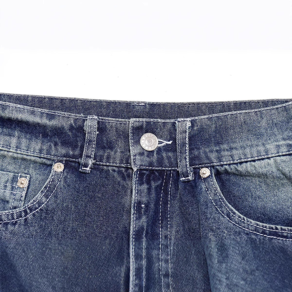 Old Ripped Long Jeans for Women - Sea Blue