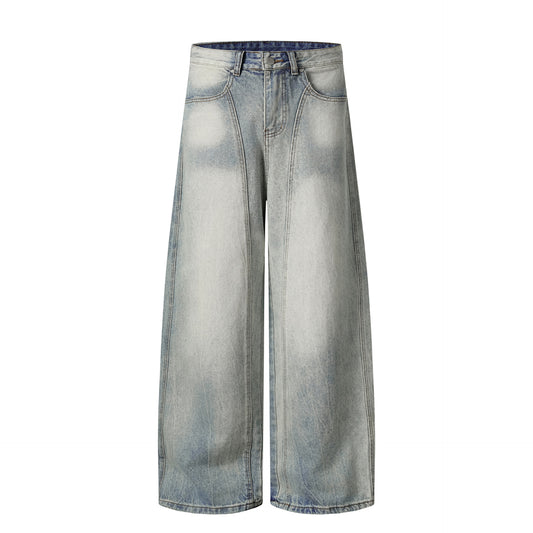 High Street Retro Wide-Leg Jeans for Men and Women - Loose Deconstructed Design