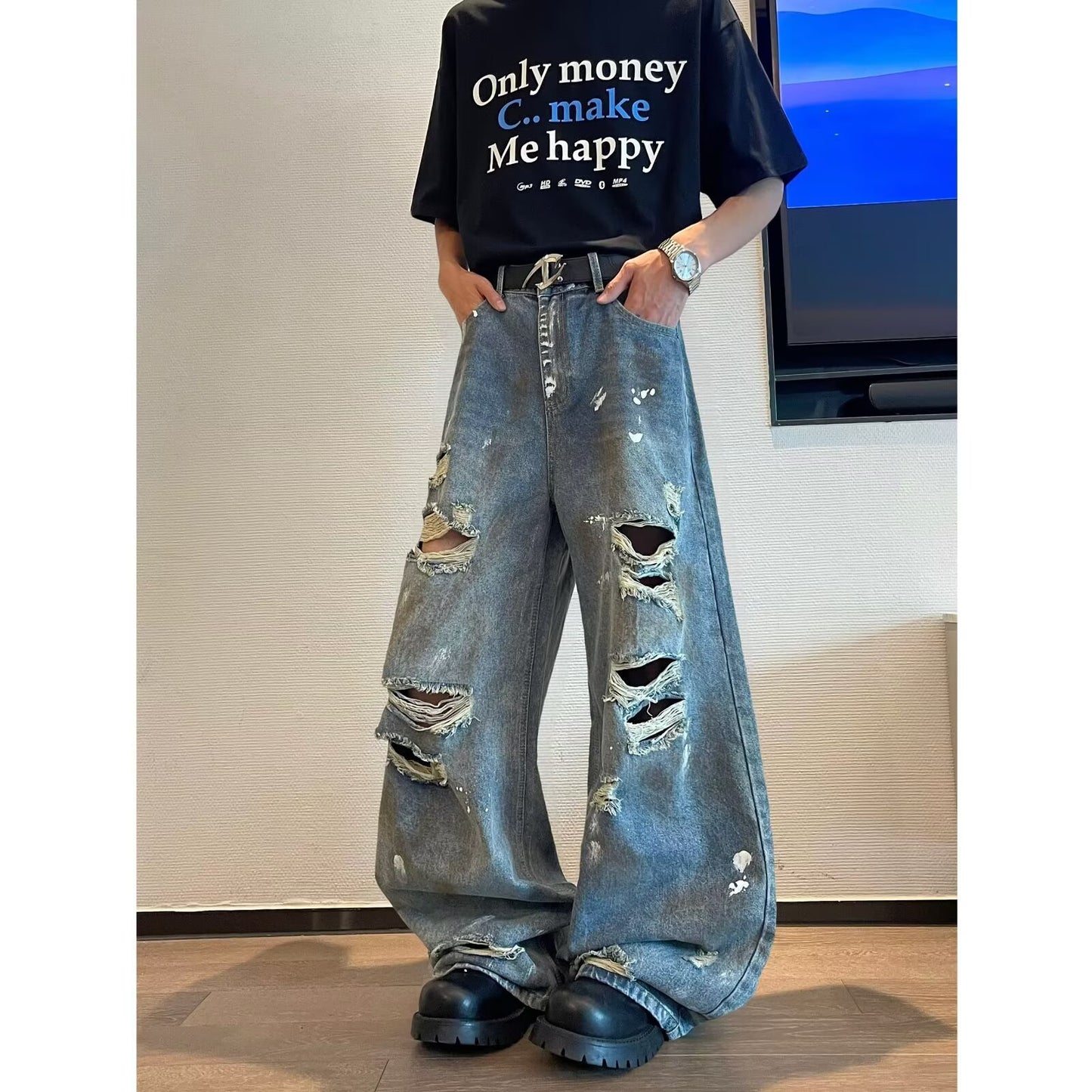 Summer New Retro Beggar Loose Wide Leg Pants