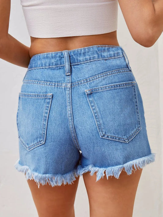 Tassel Denim High Waisted Ripped Shorts for Women