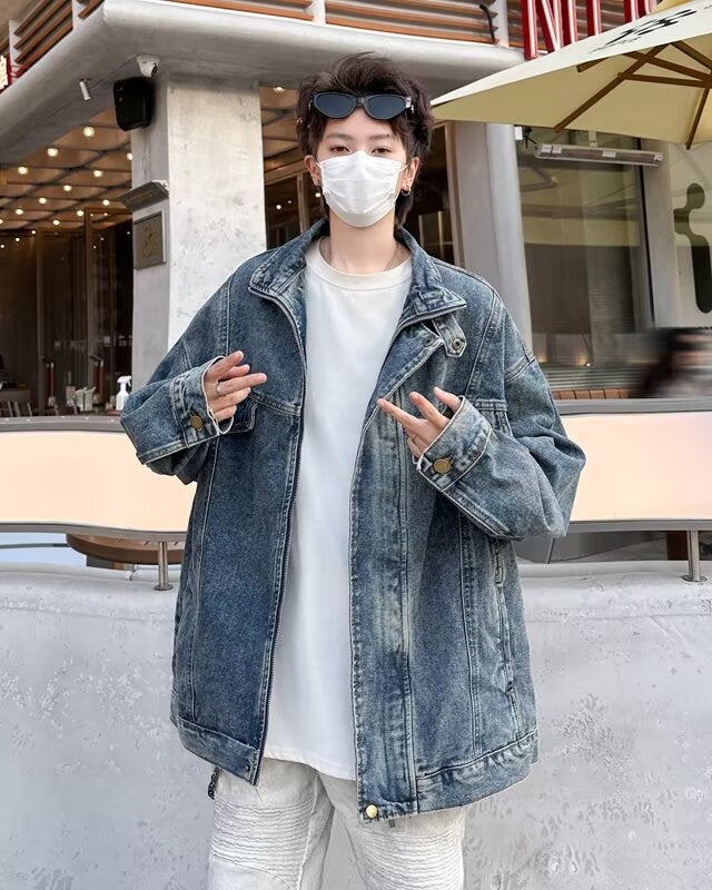 Men's Vintage Washed Denim Jacket - Premium Japanese Craftsmanship