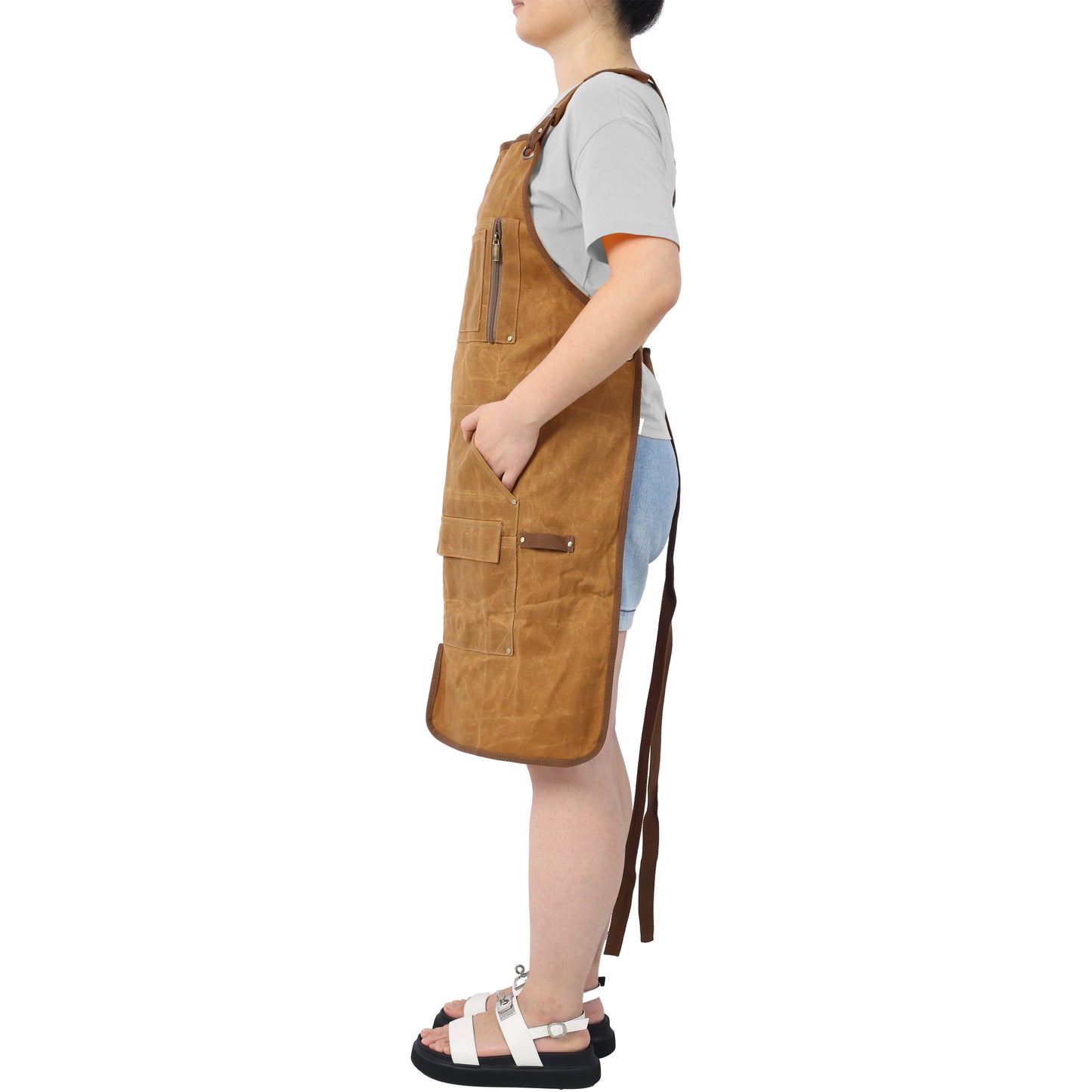 Heavy-Duty Waxed Canvas Carpenter Tool Apron - 18 oz