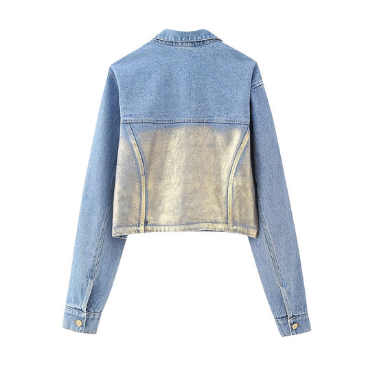 Casual Long Sleeve Short Denim Jacket for Women
