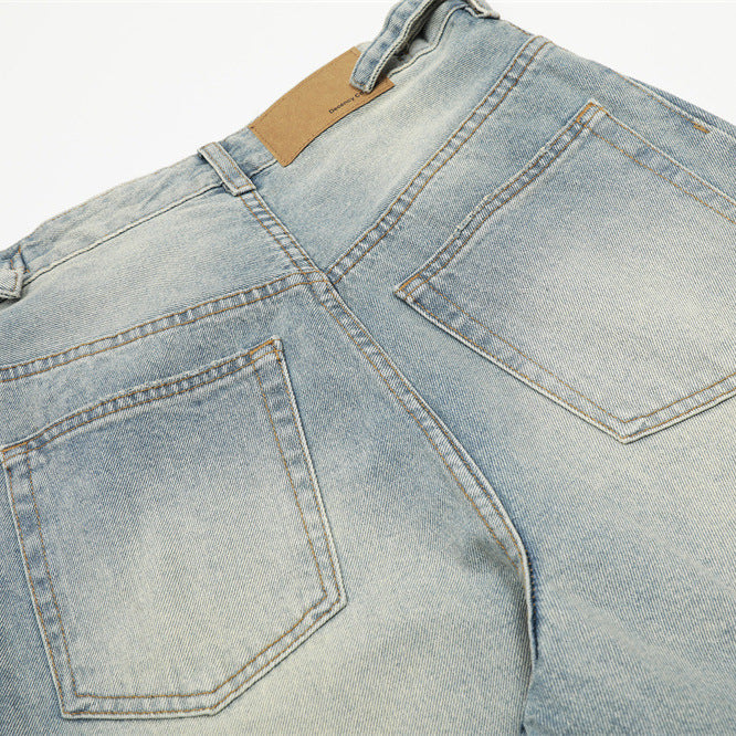 Men's Denim Jeans with Distressed Fun Print, Casual Loose Fit, Versatile Pants for Men