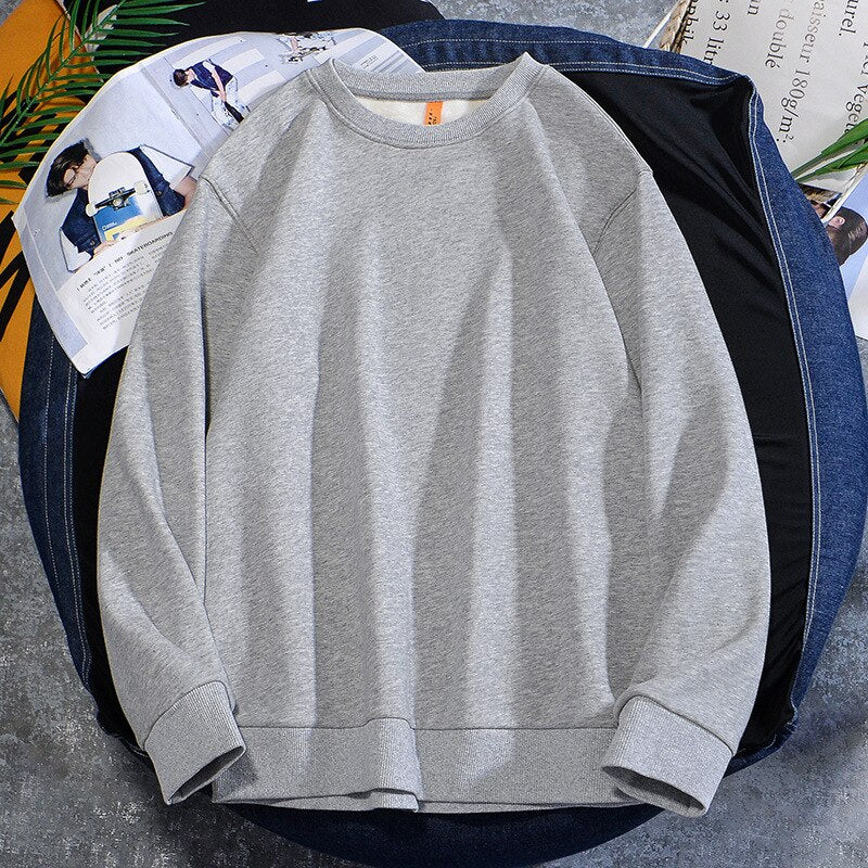 Men's Casual Cotton Fleece Long Sleeve Hoodie Sweatshirt Round Neck Multicolor