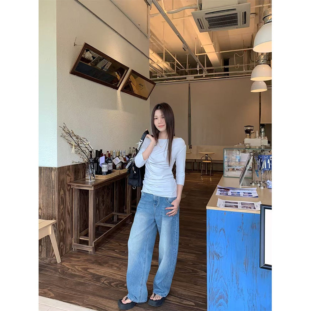 Design Sense Personalized Women's Retro Wide Leg Denim Pants