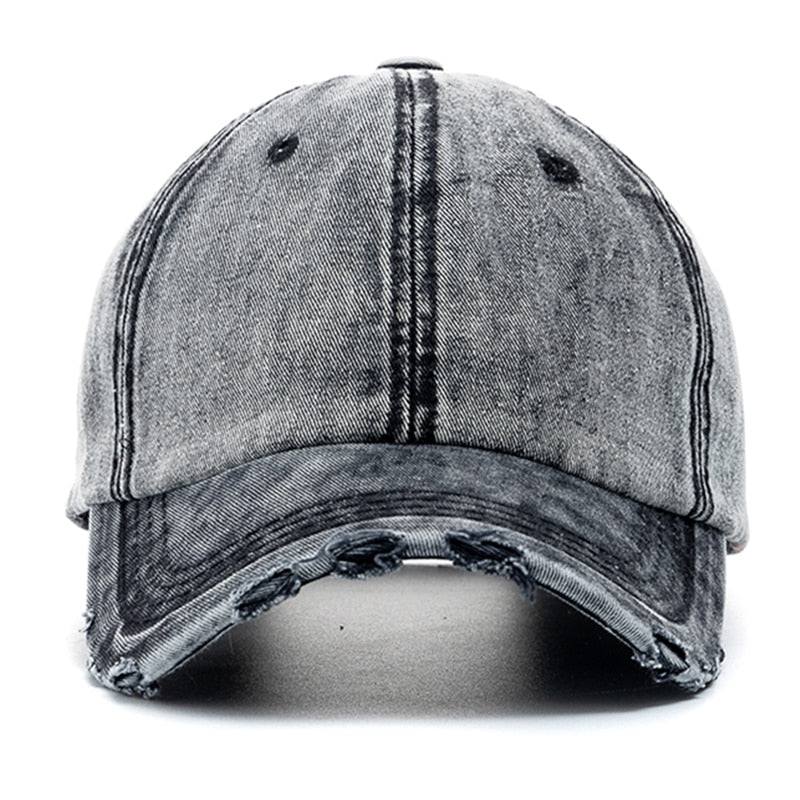 High-Quality Unisex Washed Cotton Baseball Cap - Adjustable Denim Hat for Casual Outdoor Fashion