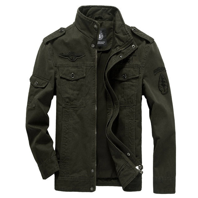 Cotton Military Jacket for Men - MA-1 Style Army Bomber Jacket Plus Size