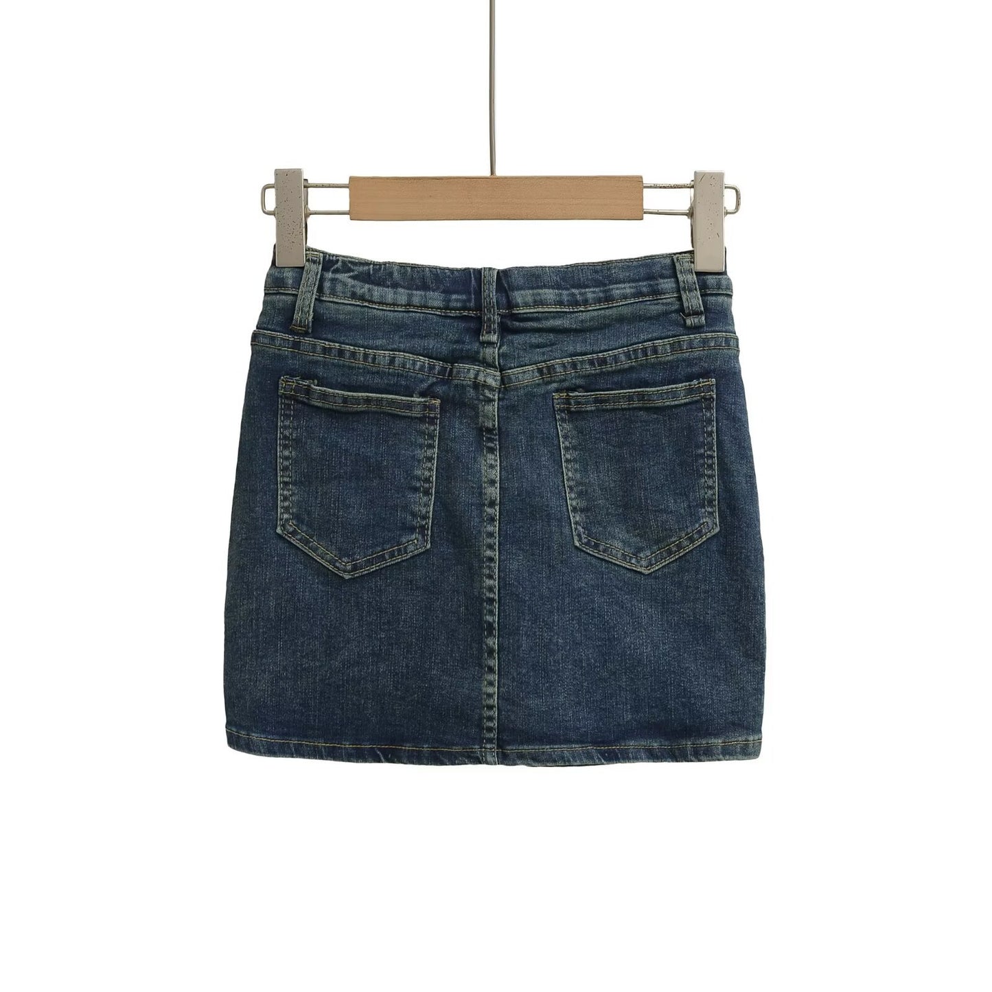High-Waisted Denim Mini Skirt with Hip-Hugging Fit