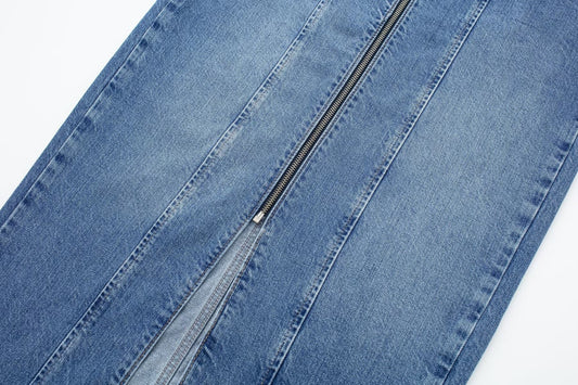 VGH Women's High Waist Denim Skirt with Pockets