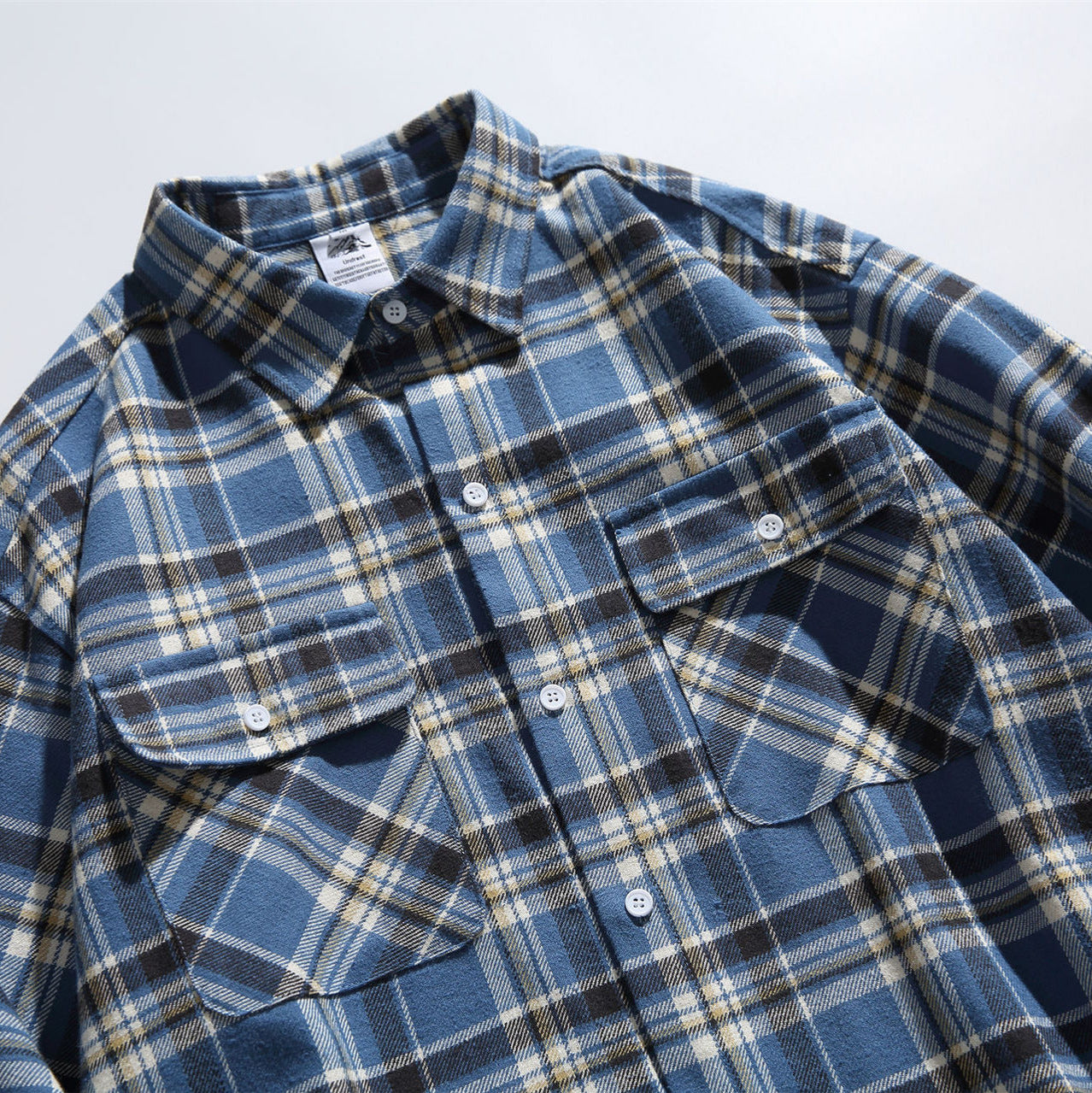 Loose Fitting Plaid Long Sleeved Shirt - Retro Japanese Work Shirt